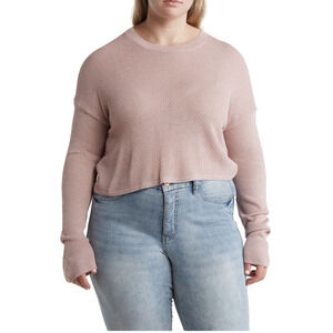 ABOUND Textured Crew Neck Cropped Sweater